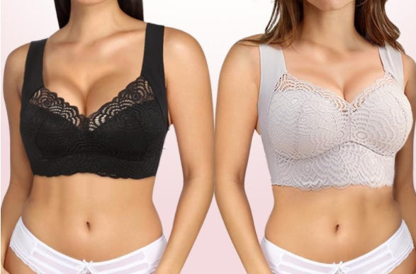 Stretch Full-Figure Seamless Lace Cut-Out Bra-xinru