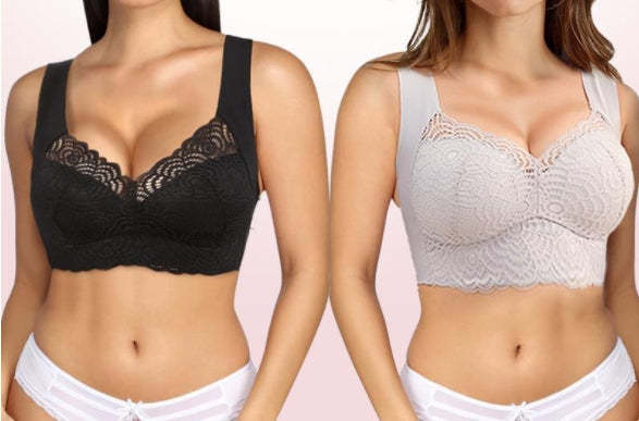 Stretch Full-Figure Seamless Lace Cut-Out Bra-xinru