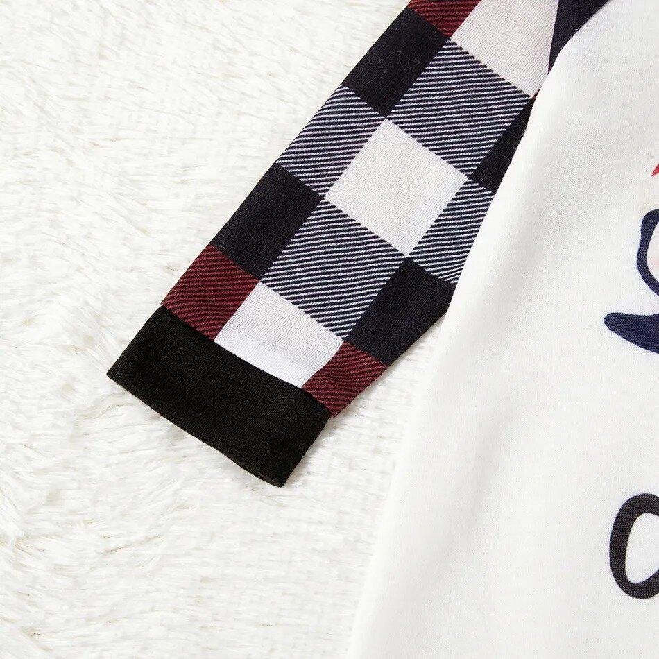 Plus Size Christmas Penguin on Sleigh and Letter Print Family Matching Raglan Long-sleeve Plaid Pajamas Sets-xinru shop