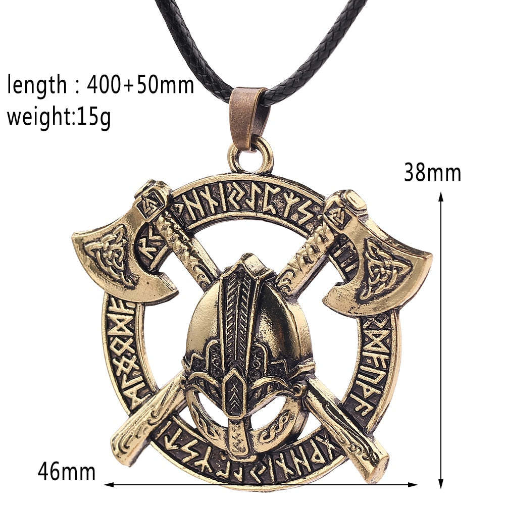 Viking Men Odin Raven Slavic Amulet Sword Axe Helmet Pendant Necklaces-xinru