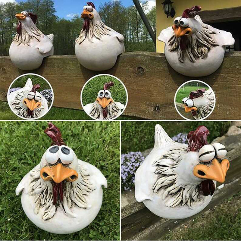 Fun Chicken Resin Garden Fence Decor-xinru