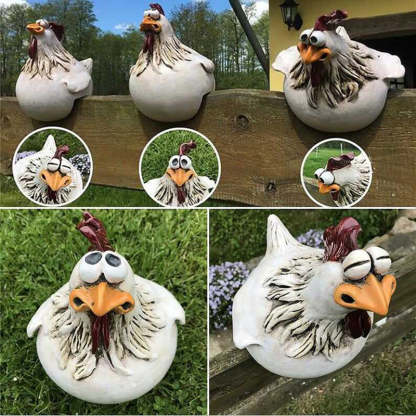 Fun Chicken Resin Garden Fence Decor-xinru