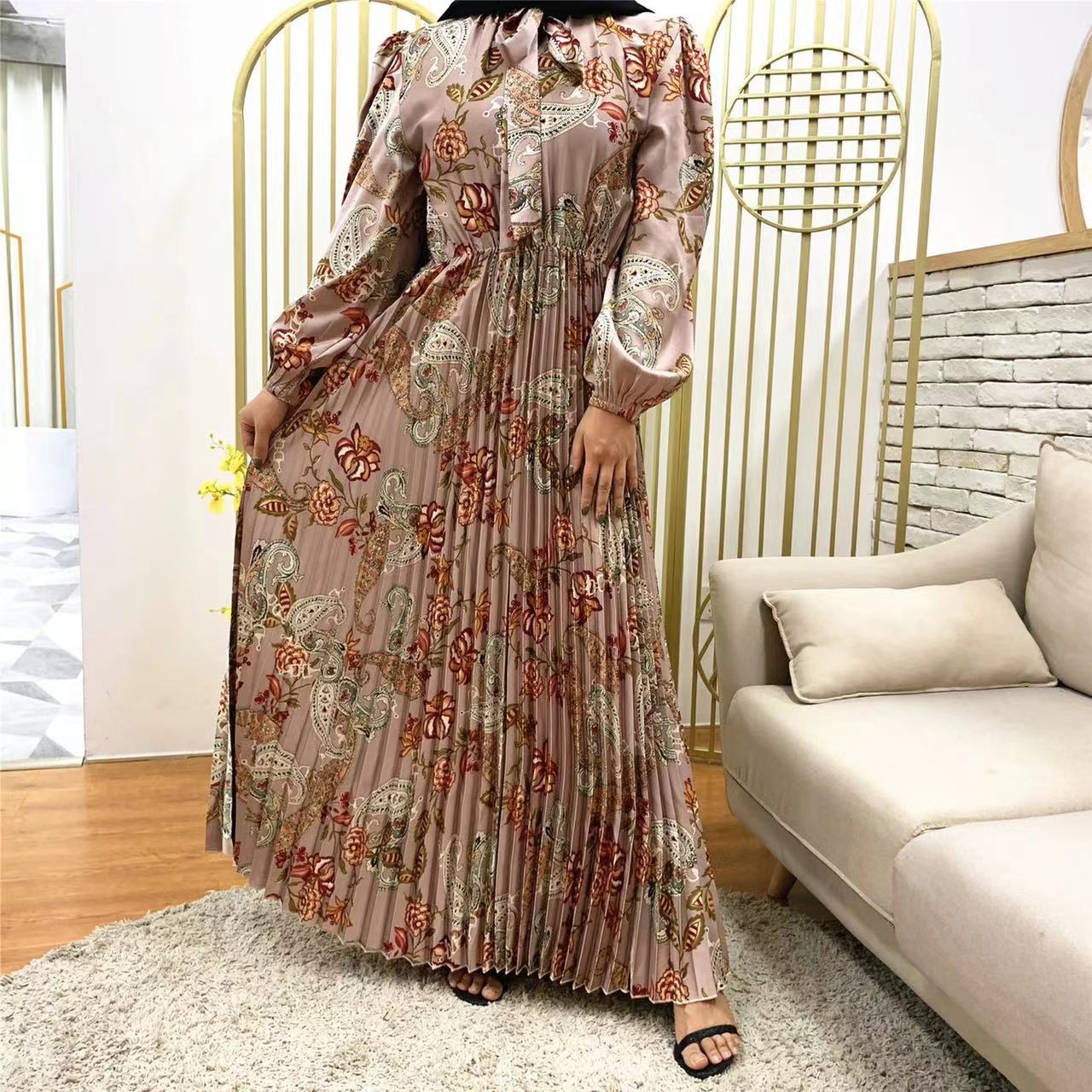 Muslim Islamic Women Floral Long Dress Ramadan Gift-xinru