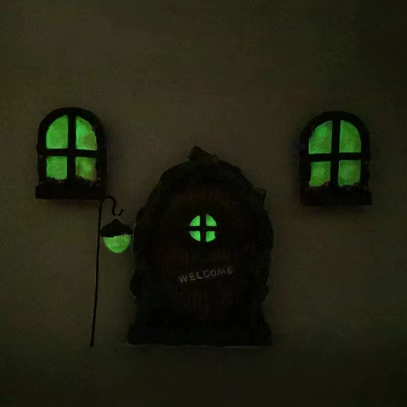 Fairy Garden Ornaments Outdoor Accessories Door Window Glow In The Dark House-xinru