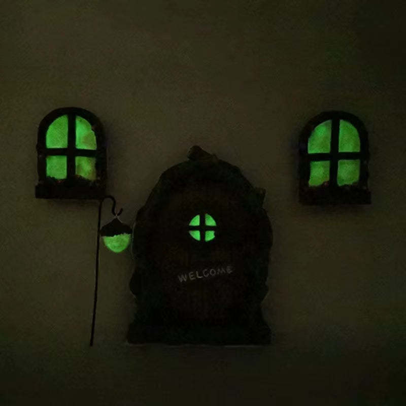 Fairy Garden Ornaments Outdoor Accessories Door Window Glow In The Dark House-xinru