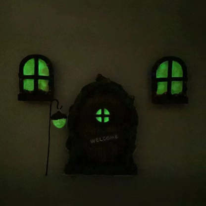 Fairy Garden Ornaments Outdoor Accessories Door Window Glow In The Dark House-xinru
