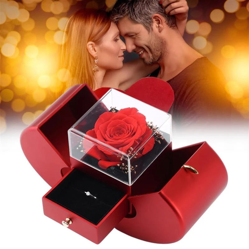 Mother's Day Gift Wedding Ring Box Rose Flower  Box Necklace-xinru