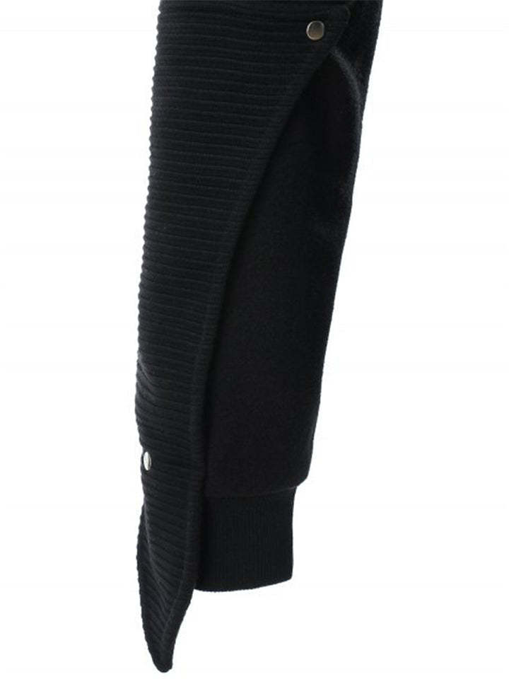 Man Rivet Long Sleeve Drawstring Pullover Black Hoodie-xinru