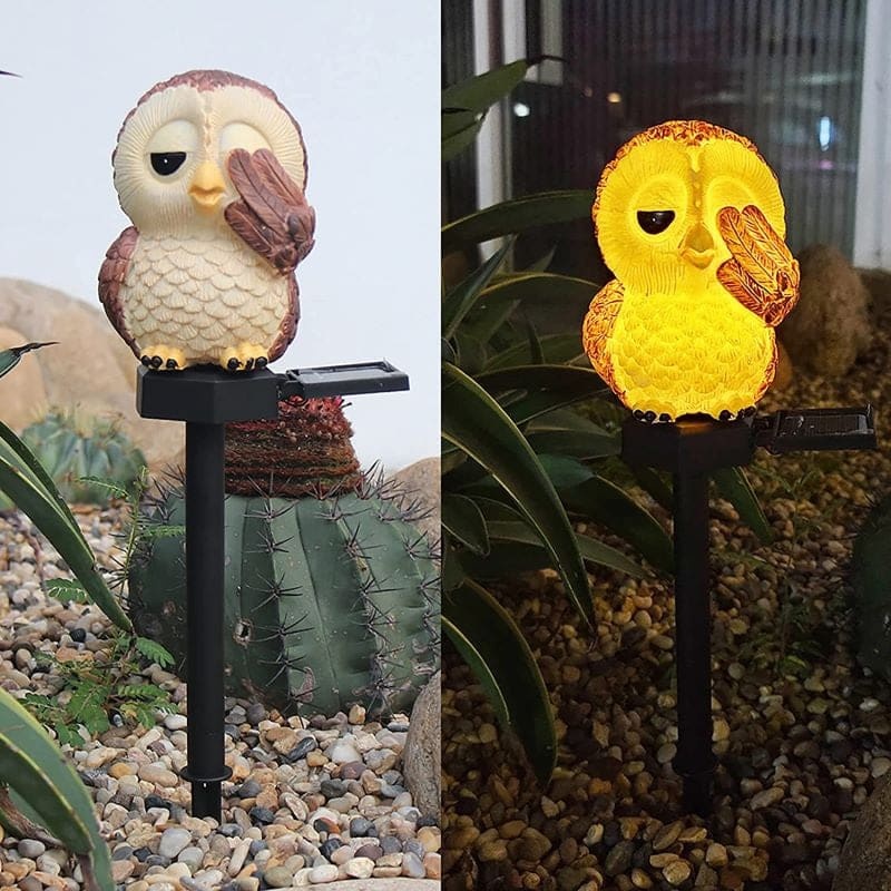 Outdoor Solar Owl Lights Stake Lights Garden Ornaments-xinru