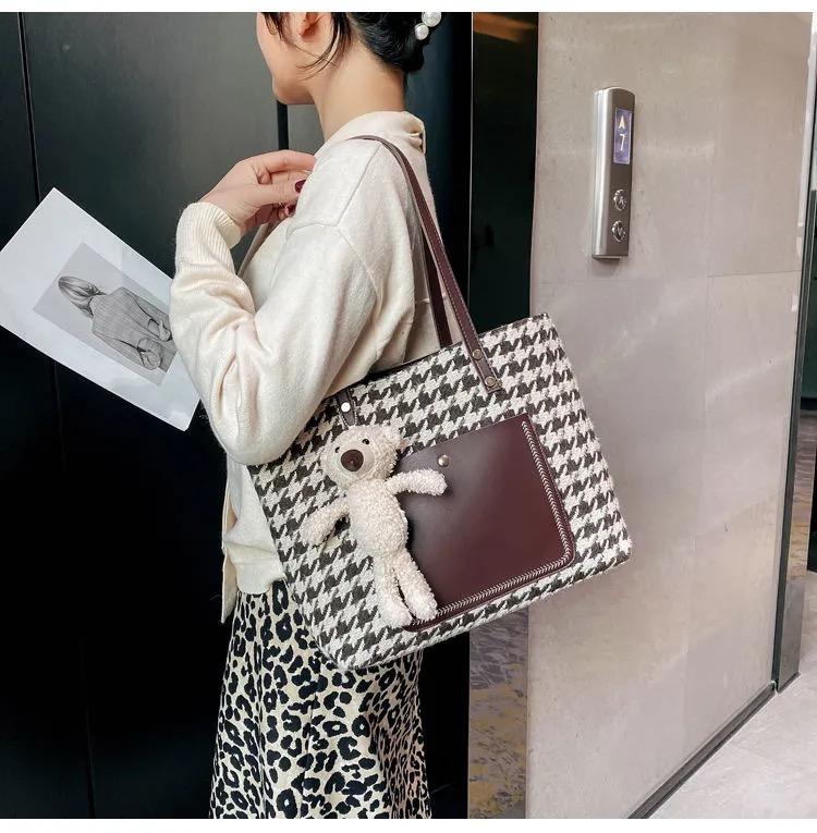 大容量キャンバスバッグベアトートバッグ-xinru shop