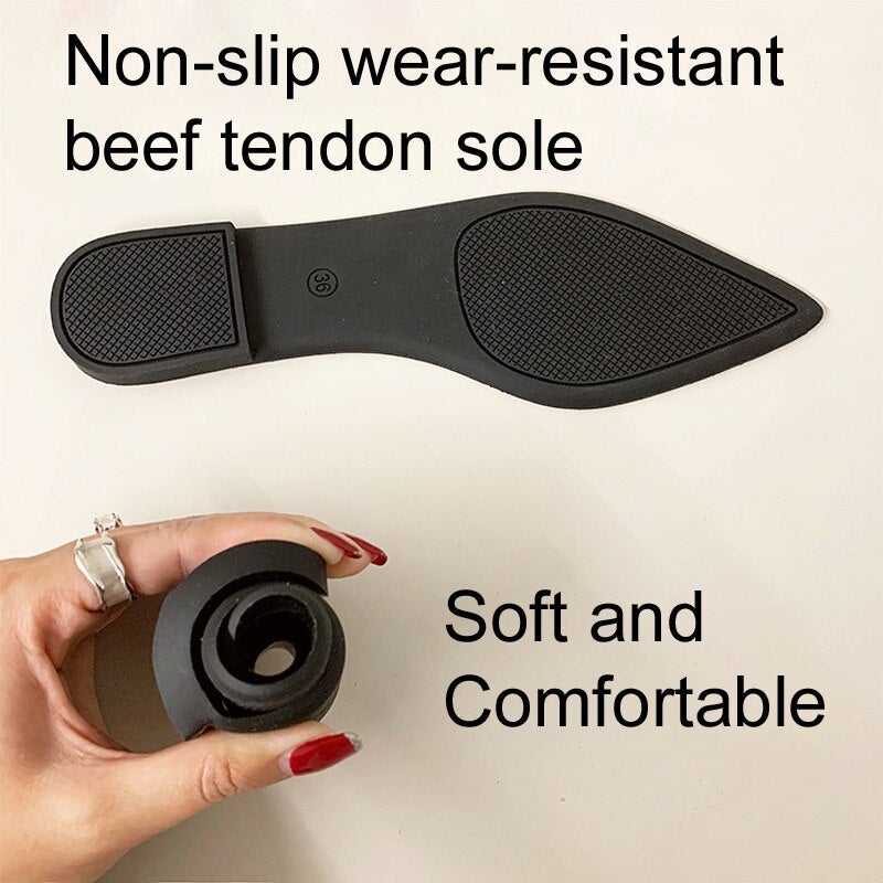 Fashion Knitted Pointed Shoes Flat Bottom Comfortable Plus Size-xinru