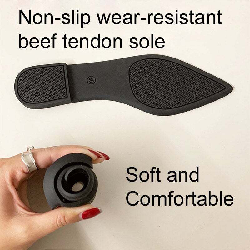 Fashion Knitted Pointed Shoes Flat Bottom Comfortable Plus Size-xinru