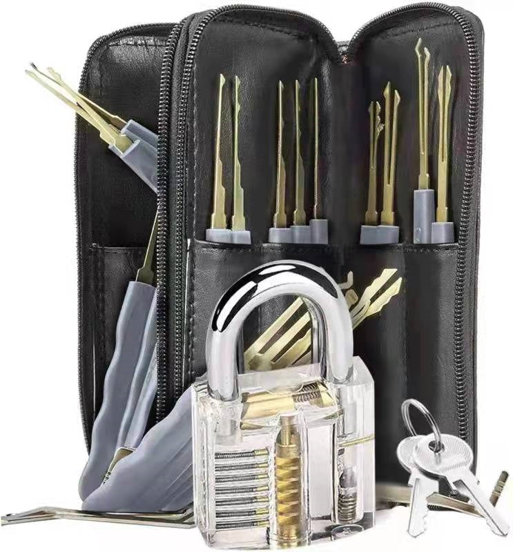 Lock Picking Set Kit Tool With Transparent Practice Training Padlock Lock For Locksmith Beginners And Professional-xinru shop