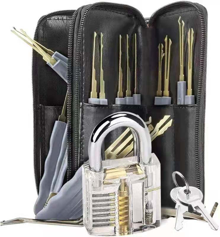 Lock Picking Set Kit Tool With Transparent Practice Training Padlock Lock For Locksmith Beginners And Professional-xinru shop
