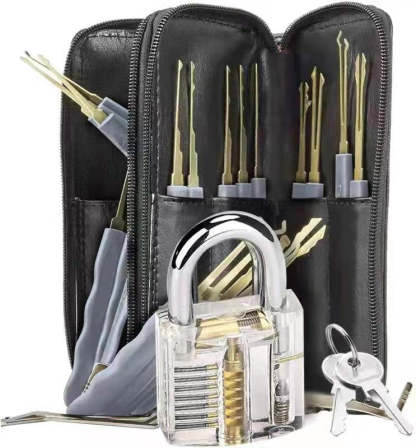 Lock Picking Set Kit Tool With Transparent Practice Training Padlock Lock For Locksmith Beginners And Professional-xinru shop
