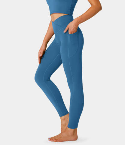 Cloudful® Crossover Pocket Plain 7/8 Leggings-xinru shop