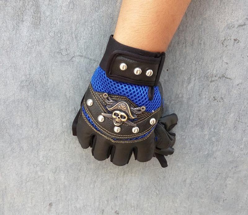 Teampunk Pirate Gloves PU Leather Gothic  Unisex Skull Rivet Gloves-xinru