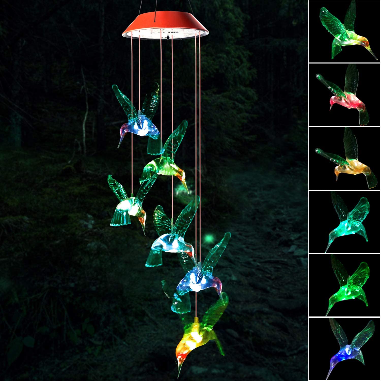 Solar LED Hummingbird Wind Chimes-xinru shop