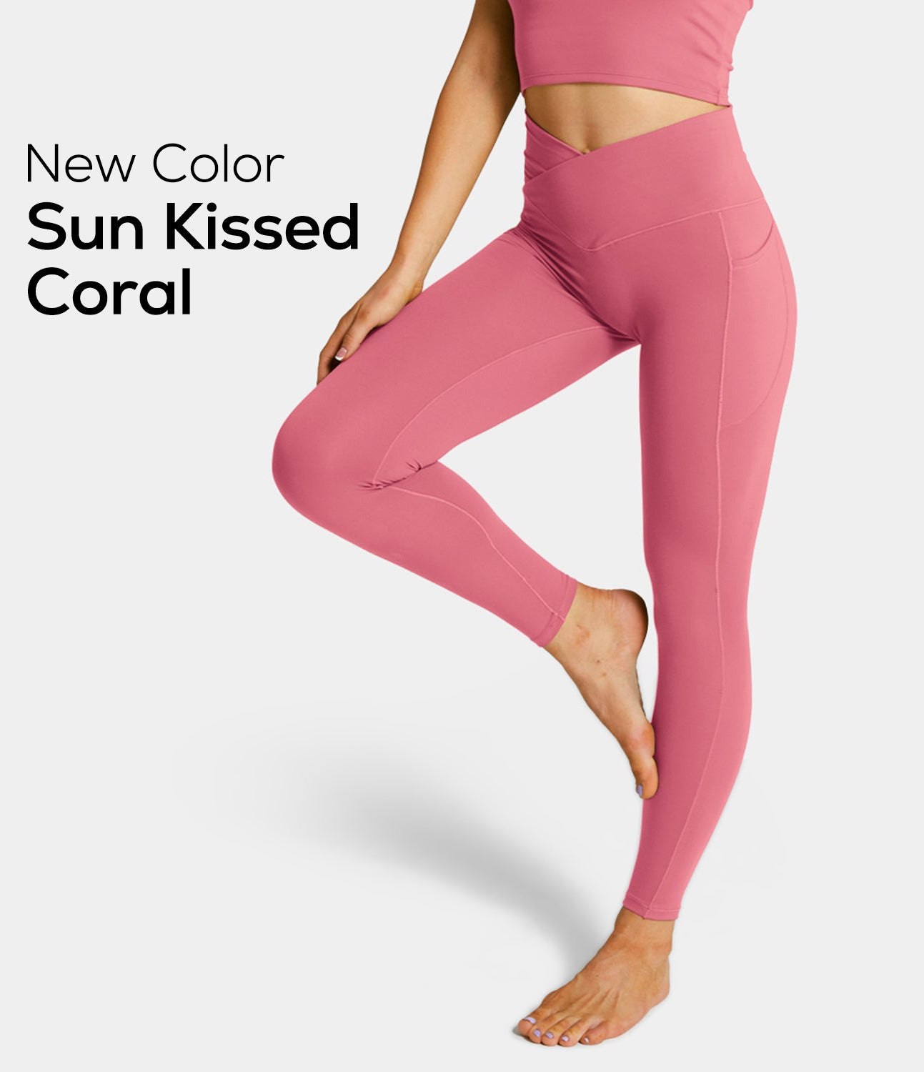 Cloudful® Crossover Pocket Plain 7/8 Leggings-xinru shop