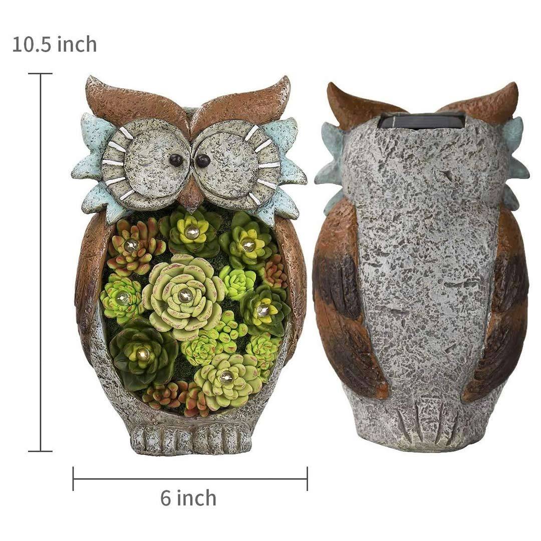 Garden Statue Owl Figurines Solar Powered Resin animal Sculpture-xinru