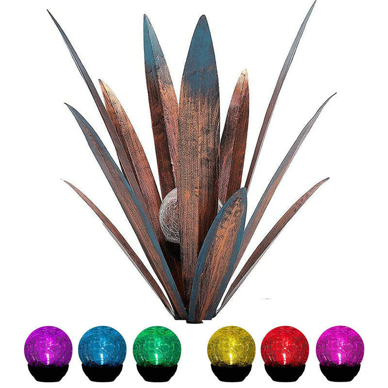 Metal Agave Yard Art Lawn Ornaments Tequila Statue With LED Solar Light-xinru