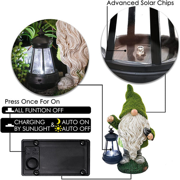Flocked Gnomes Garden Decorations with Solar Lights-xinru