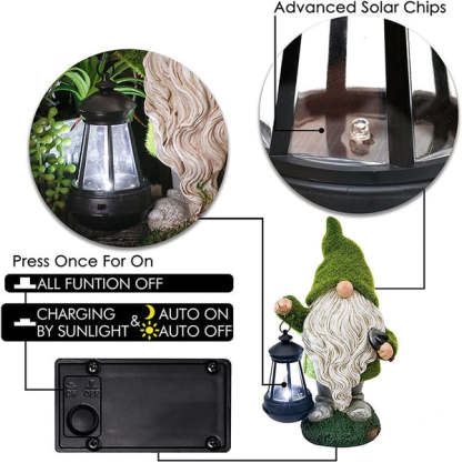 Flocked Gnomes Garden Decorations with Solar Lights-xinru