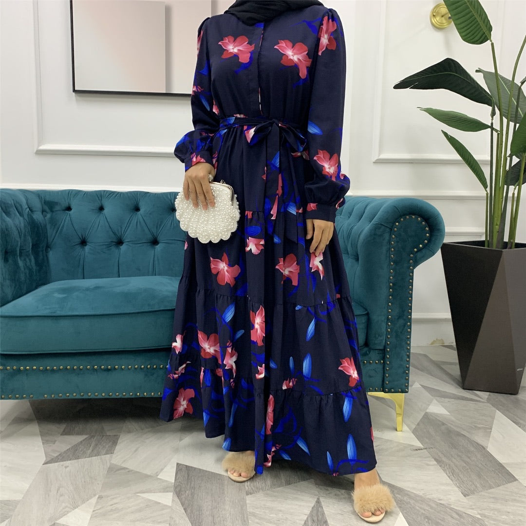 Ramadan Gifts Closed Robes Floral Dresses-xinru
