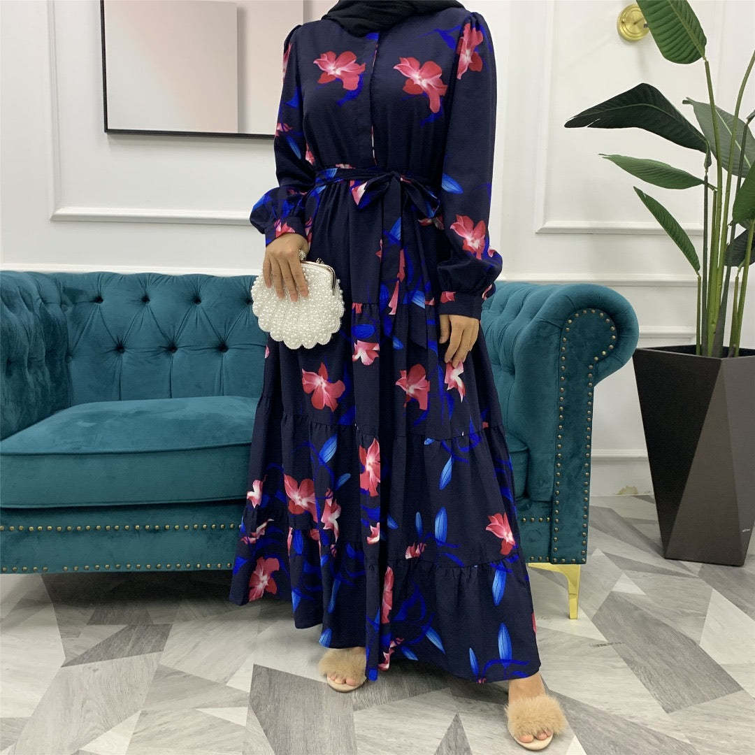 Ramadan Gifts Closed Robes Floral Dresses-xinru