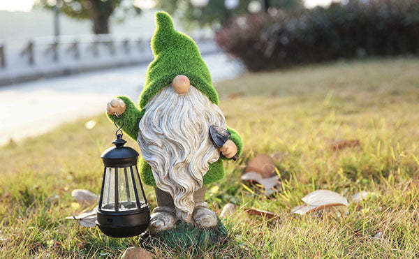 Flocked Gnomes Garden Decorations with Solar Lights-xinru