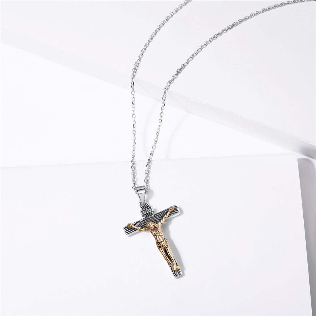 Sterling Silver Crucifix Cross Necklace Jesus Pendant For Men Women-xinru