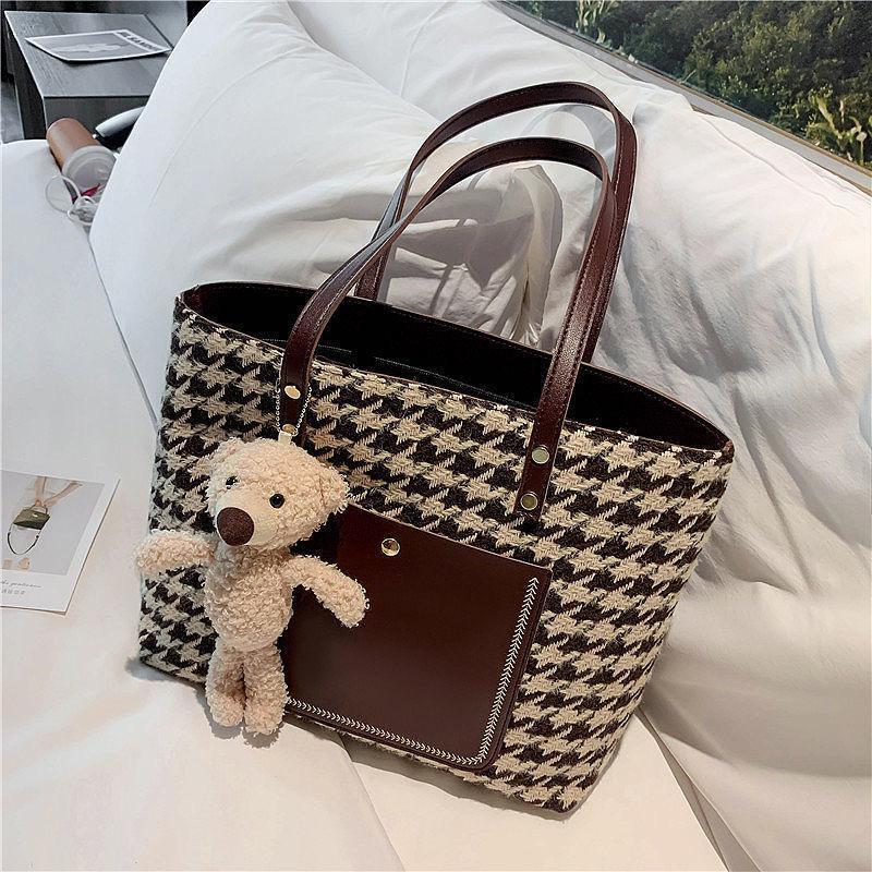 大容量キャンバスバッグベアトートバッグ-xinru shop