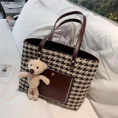 大容量キャンバスバッグベアトートバッグ-xinru shop