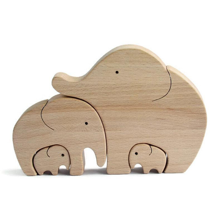 Mother's Day GiftElephant Mother And Child Wooden Ornament-xinru