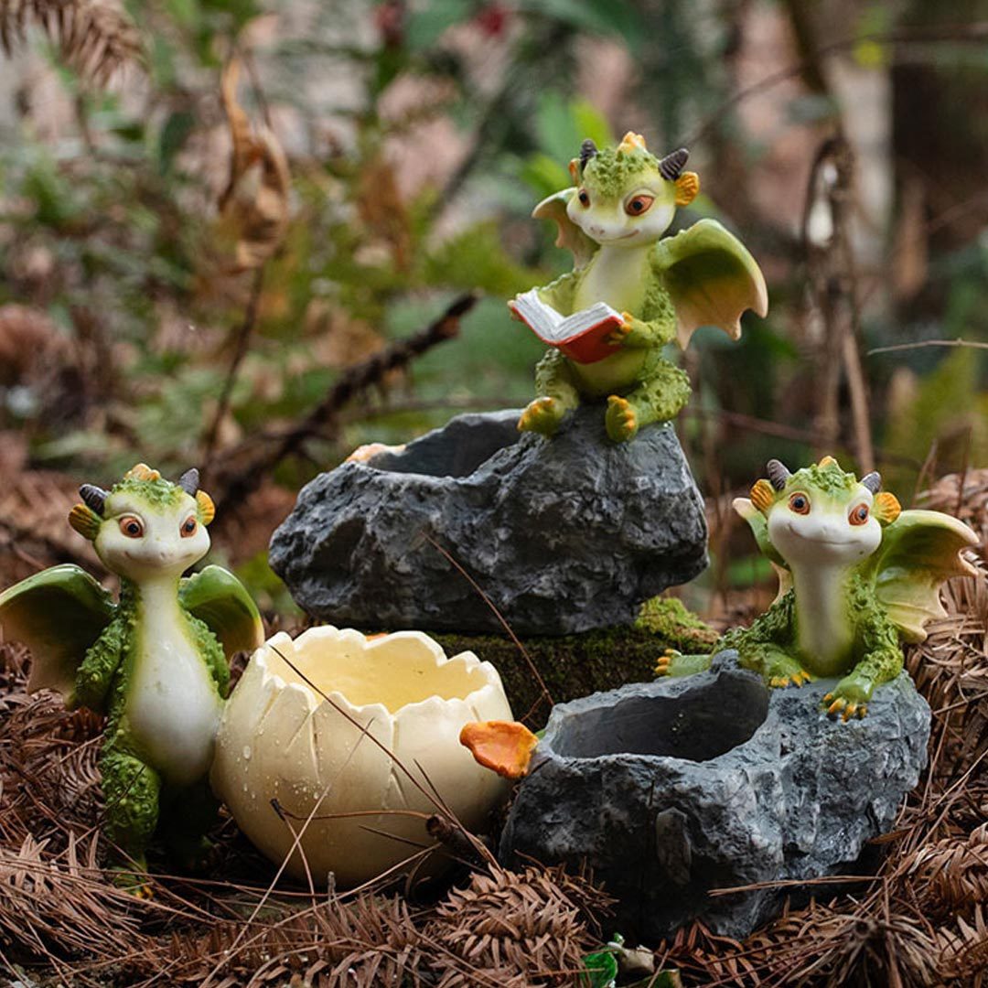 Creative Cute Cartoon Little Dinosaur Flower Pot Resin Simulation Animal Decoration-xinru