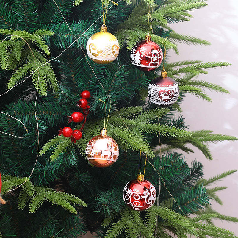 Classic Christmas Element Christmas Ball Ornaments, Set of 9-xinru shop