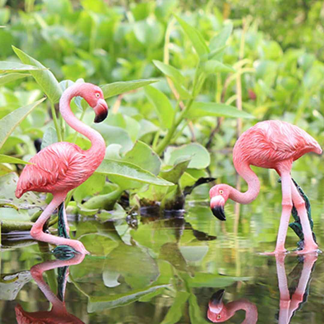 Flamingo Figurine Cute Animals Ornaments Fairy Garden Miniatures Terrarium Decor-xinru