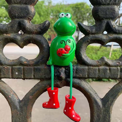 Gardening Resin Statue Cute Sitting Frog In Rain Boots Decorative Garden Ornament-xinru