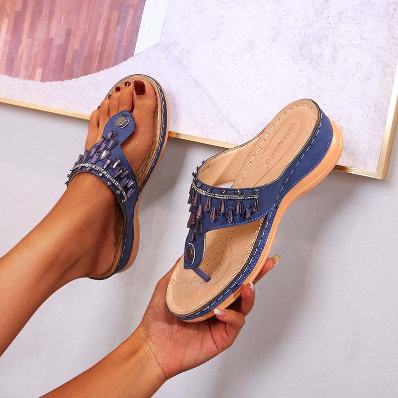 Summer Women Casual Sandal Fashion Ladies Bling Sewing Sandals-xinru