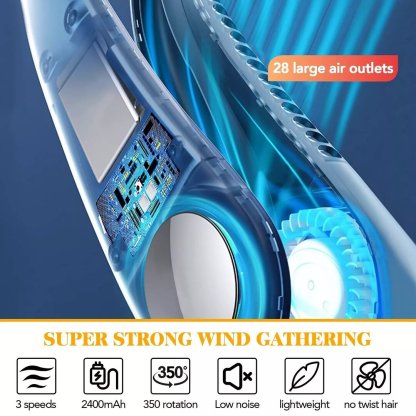 Upgraded Portable Neck Fan 350鎺砇otation Bladeless Personal Neck Fan-xinru