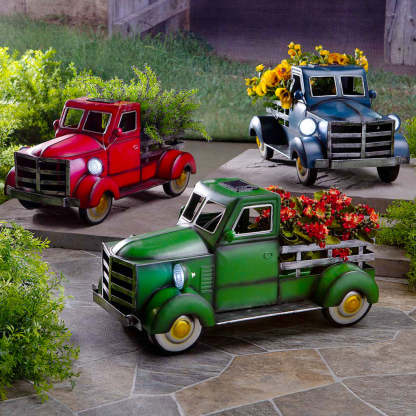 Retro Style Solar Pickup Truck Garden Decoration-xinru