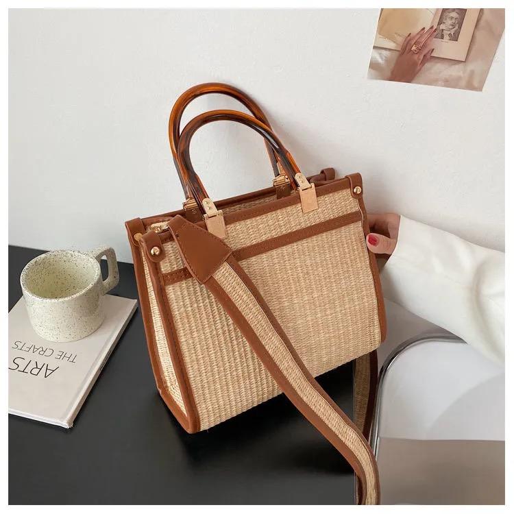 ウーブンバッグ大容量トートバッグ-xinru shop