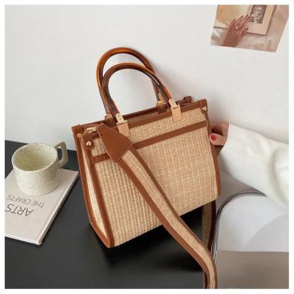 ウーブンバッグ大容量トートバッグ-xinru shop