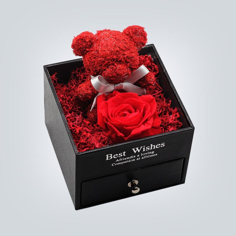 Immortal Preserved Rose Teddy Bear Box Display-xinru