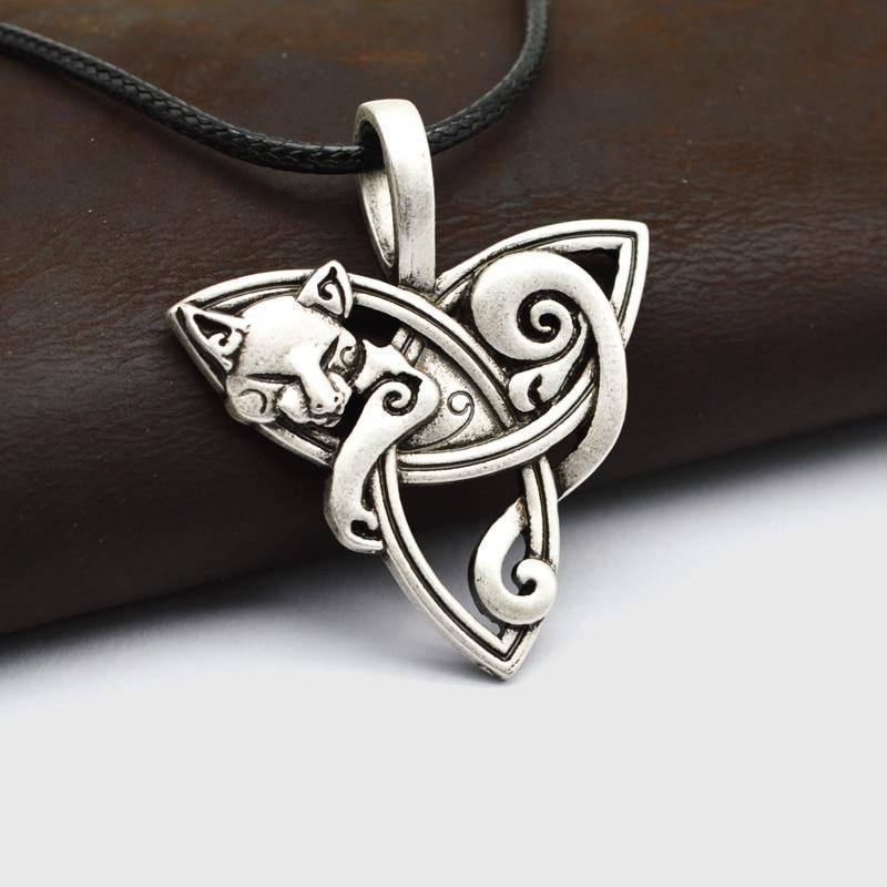 Viking Fox Triquetra Fenrir Animal Pendant Drop Earring Supernatural Amulet Knot-xinru