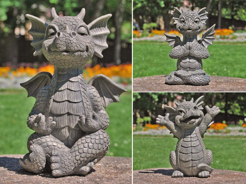 Gnome Meditation Yoga Dragon Garden Statue Decoration-xinru