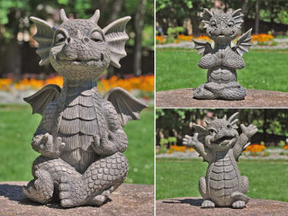 Gnome Meditation Yoga Dragon Garden Statue Decoration-xinru