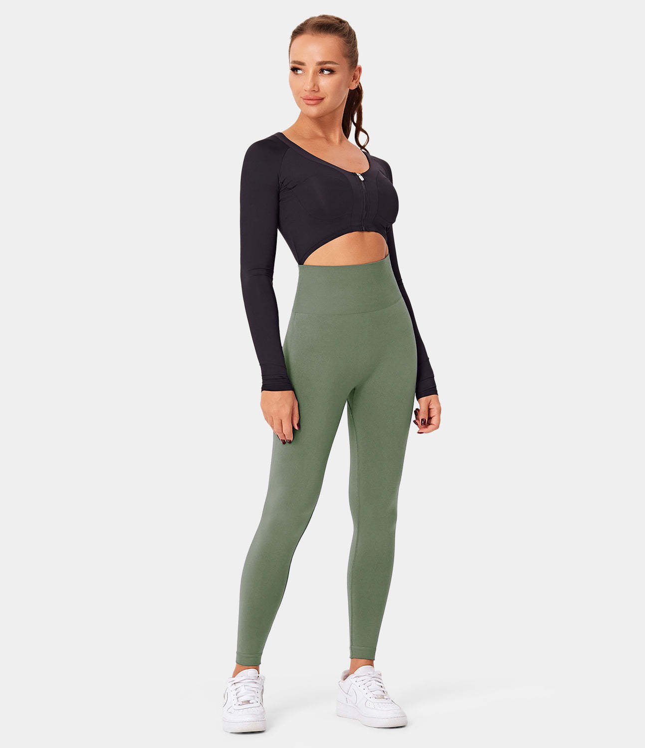 Seamless Flow High Waisted Butt Lifting Plain Full Length Leggings-xinru shop