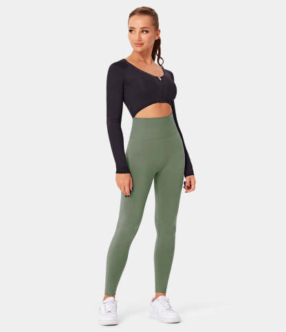 Seamless Flow High Waisted Butt Lifting Plain Full Length Leggings-xinru shop
