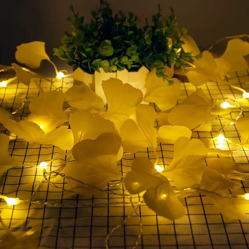 Yellow Ginkgo Leaf LED Fairy Lamp Artistic Plastic Battery Festive String Lighting-xinru